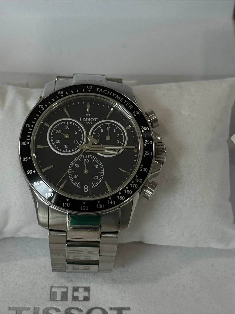Tissot Black Dial Stainless Steel Chronograph Watch V8 Chrono Quart